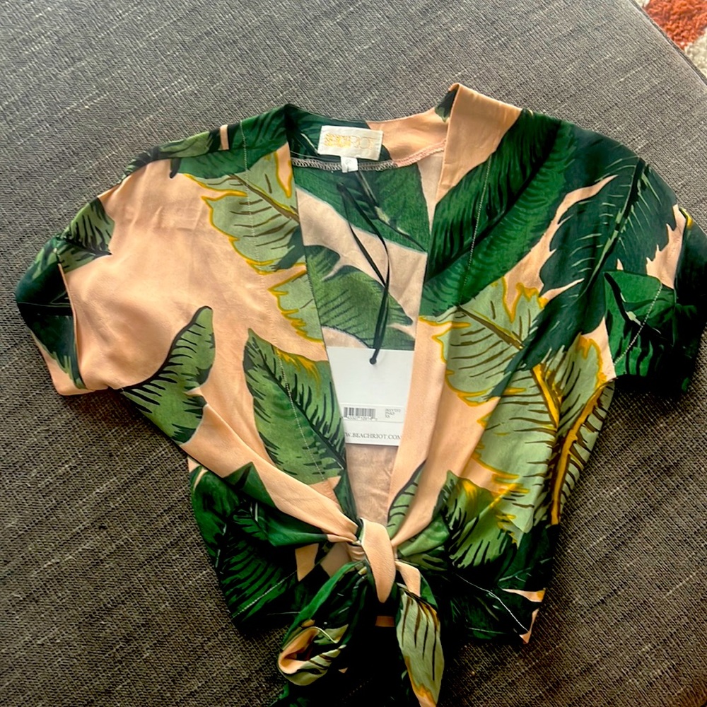 Beach Riot palm print tie crop top size xs